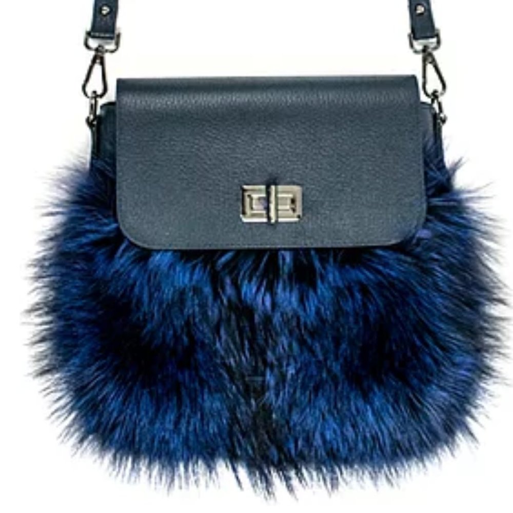 Mitchie's Leather Purse With Fox Fur